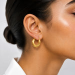 14k Polished Hoop Earring Jackets - Model Shot