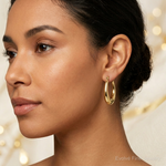 14k Polished Hoop Earrings - Model Shot