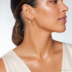 14k Polished 2x25mm Lightweight Tube Hoop Earrings - Model Shot