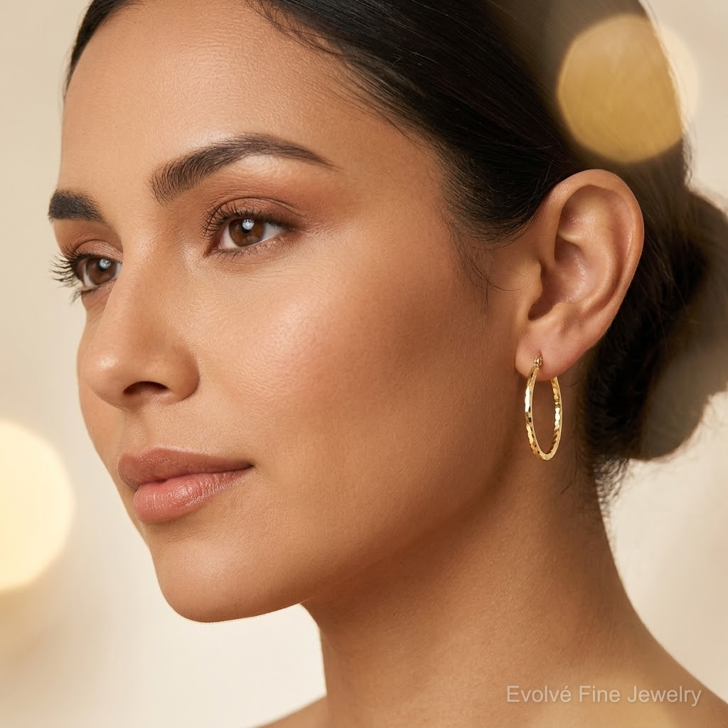 Leslie's 10K D/C Hinged Hoop Earrings - Model Shot