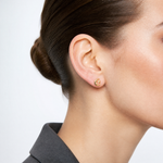 14k Moon and Star Post Earrings - Model Shot