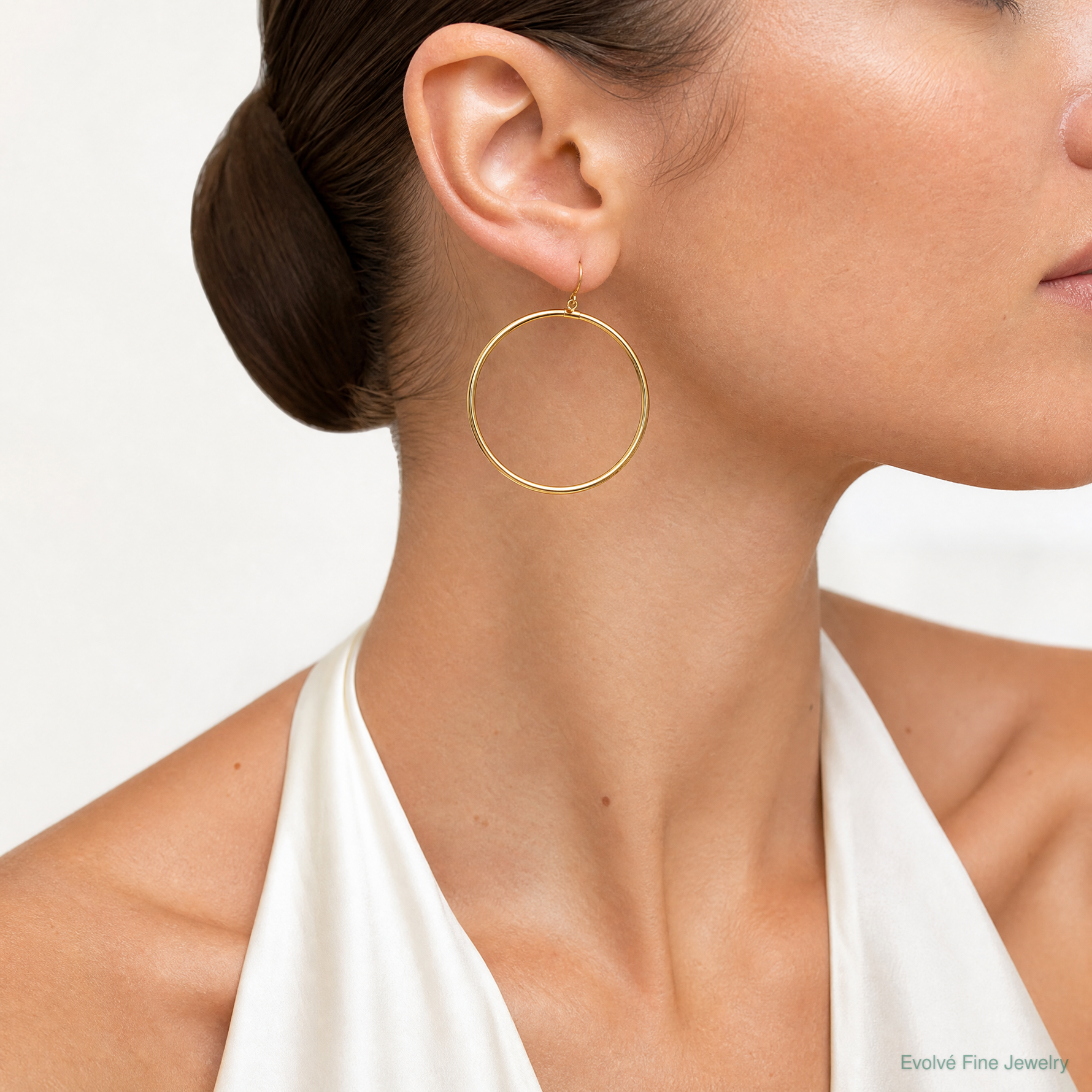 14k Tube Hoop Dangle Earrings - Model Shot