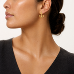 14K Polished  2-D Anchor Post Earrings - Model Shot