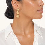 14K Starfish, Shell ,Sand Dollar Dangle Earrings - Model Shot