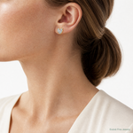 14k w/ Rhodium D/C Heart Post Earrings - Model Shot