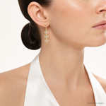 14k w/RH D/C Heart and Diamond Shape Post Dangle Earrings - Model Shot