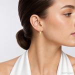 14k White Rhodium Polished Diamond-cut Hoops - Model Shot