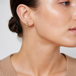 14K & White Rhodium Leaves Post Earrings - Model Shot