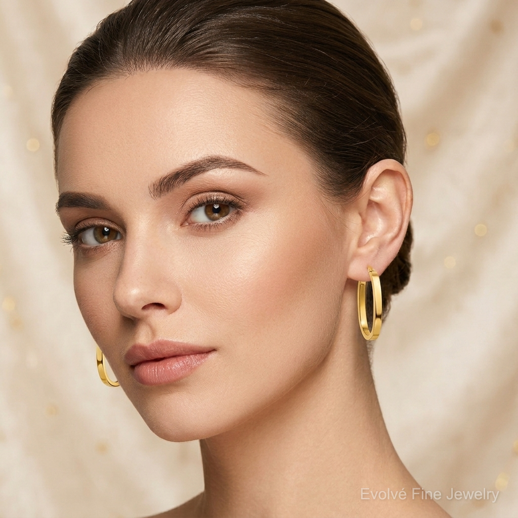 14K 3x2mm Oval Hoop Earrings - Model Shot