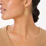 14K w/Rhodium D/C Fancy Dangle Wire Earrings - Model Shot