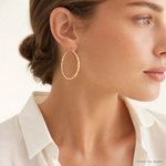 14K Polished and Twisted 1.8mm Hoop Earrings - Model Shot