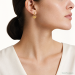 14K Polished Contemporary Dangle Post Earrings - Model Shot