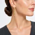 14K Polished Chain Link Dangle Post Earrings - Model Shot