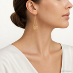 14k Polished Cut Out Hollow Dangle Earrings - Model Shot