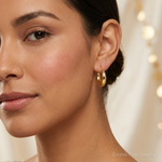 14k Polished 3.8mm Hoop Earrings - Model Shot