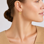 14k Polished Fancy Hoop Earrings - Model Shot