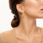 14K Polished Square Tube Hoop Earrings - Model Shot
