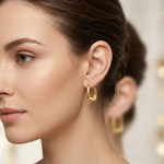 14k Polished 2.25mm Square Hoop Earrings - Model Shot