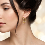 14K Polished Square Endless Hoop Earrings - Model Shot