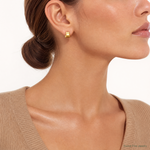 14k Polished Puffed Square Hoop Earrings - Model Shot