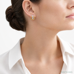 14K and White Rhodium Polished and D/C Post Earrings - Model Shot