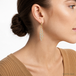 14K Two-tone Polished Diamond-cut Dangle Leverback Earrings - Model Shot