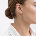 14k Polished Love Knot Post Earrings - Model Shot