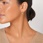 14k w/White Rhodium Polished Heart Hoop Earrings - Model Shot