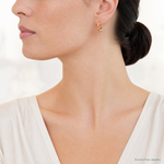 14K w/White RH and Rose-tone Polished Beads Endless Hoop earrings - Model Shot