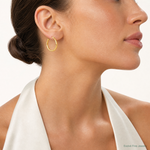 14K Satin Diamond Cut Hollow Twisted Hoop Earrings - Model Shot