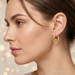 14K Double Hoop Earrings - Model Shot