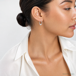 14k White Gold Heart Hoop Earrings - Model Shot