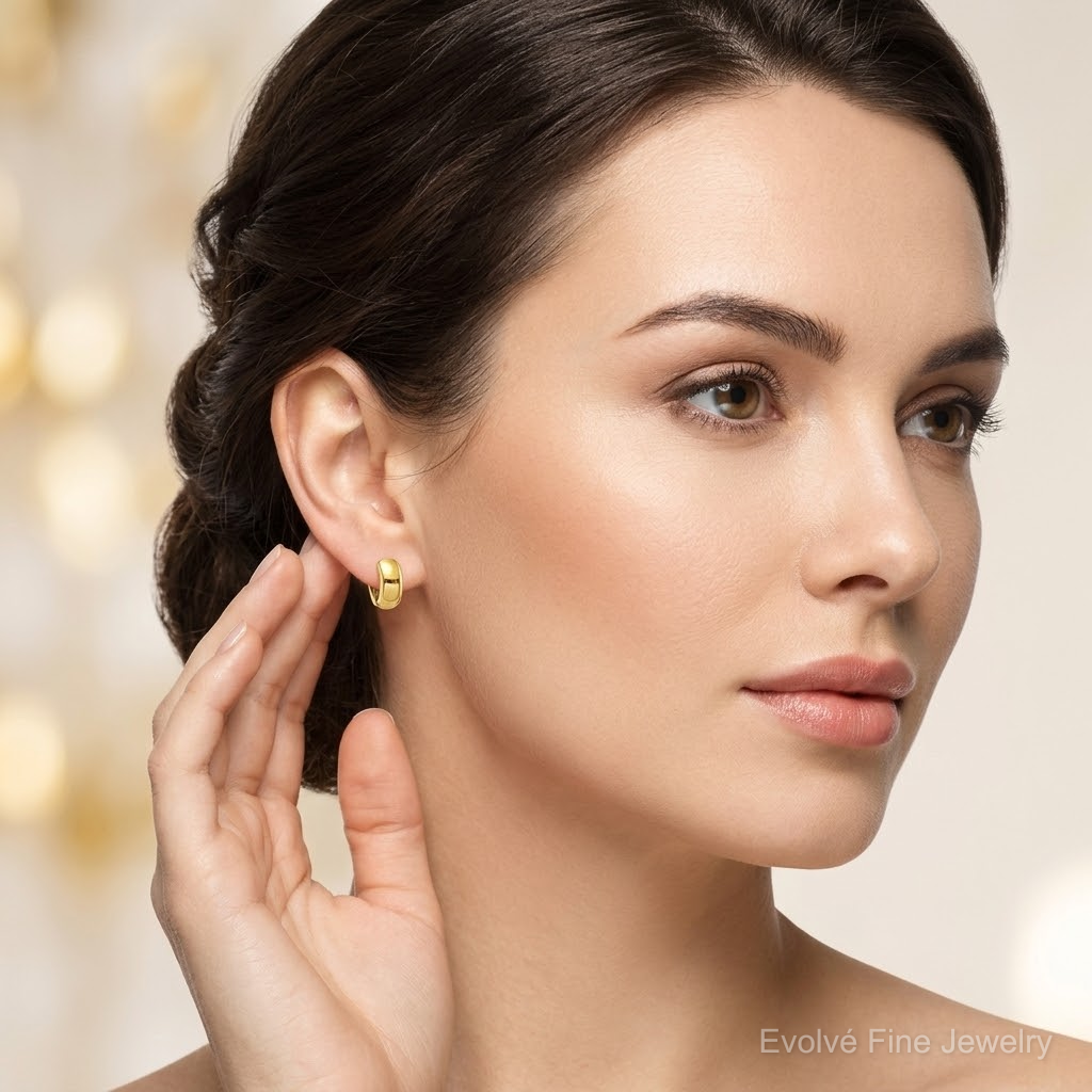 14K Hinged Hoop Earrings - Model Shot