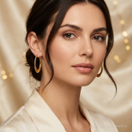 14K Polished Hoop Earrings - Model Shot