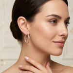 Leslie's Sterling Silver Tri-color Twisted Hinged Hoop Earrings - Model Shot