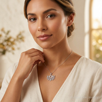 14k White Gold MOM Charm - Model Shot