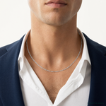 14k White Gold 2.25mm Flat Figaro Chain - Model Shot