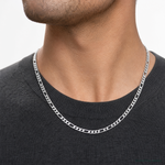 14k White Gold 3mm Flat Figaro Chain - Model Shot