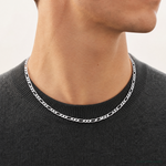 14k White Gold 4mm Flat Figaro Chain - Model Shot