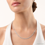 14k White Gold 4.5mm Flat Figaro Chain - Model Shot