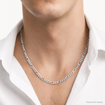14k White Gold 5.5mm Flat Figaro Chain - Model Shot