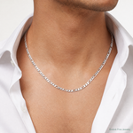 14k White Gold 6mm Flat Figaro Chain - Model Shot