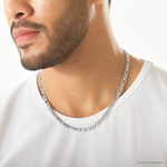 14k White Gold 7mm Flat Figaro Chain - Model Shot