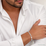 14k White Gold 7mm Flat Figaro Chain - Model Shot