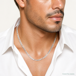 14k White Gold 7.5mm Flat Figaro Chain - Model Shot
