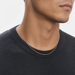 14k White Gold .9mm Box with Lobster Clasp Chain - Model Shot