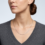 14k White Gold .7mm Box with Lobster Clasp Chain - Model Shot
