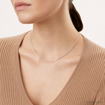 14k White Gold 1mm Box Chain - Model Shot