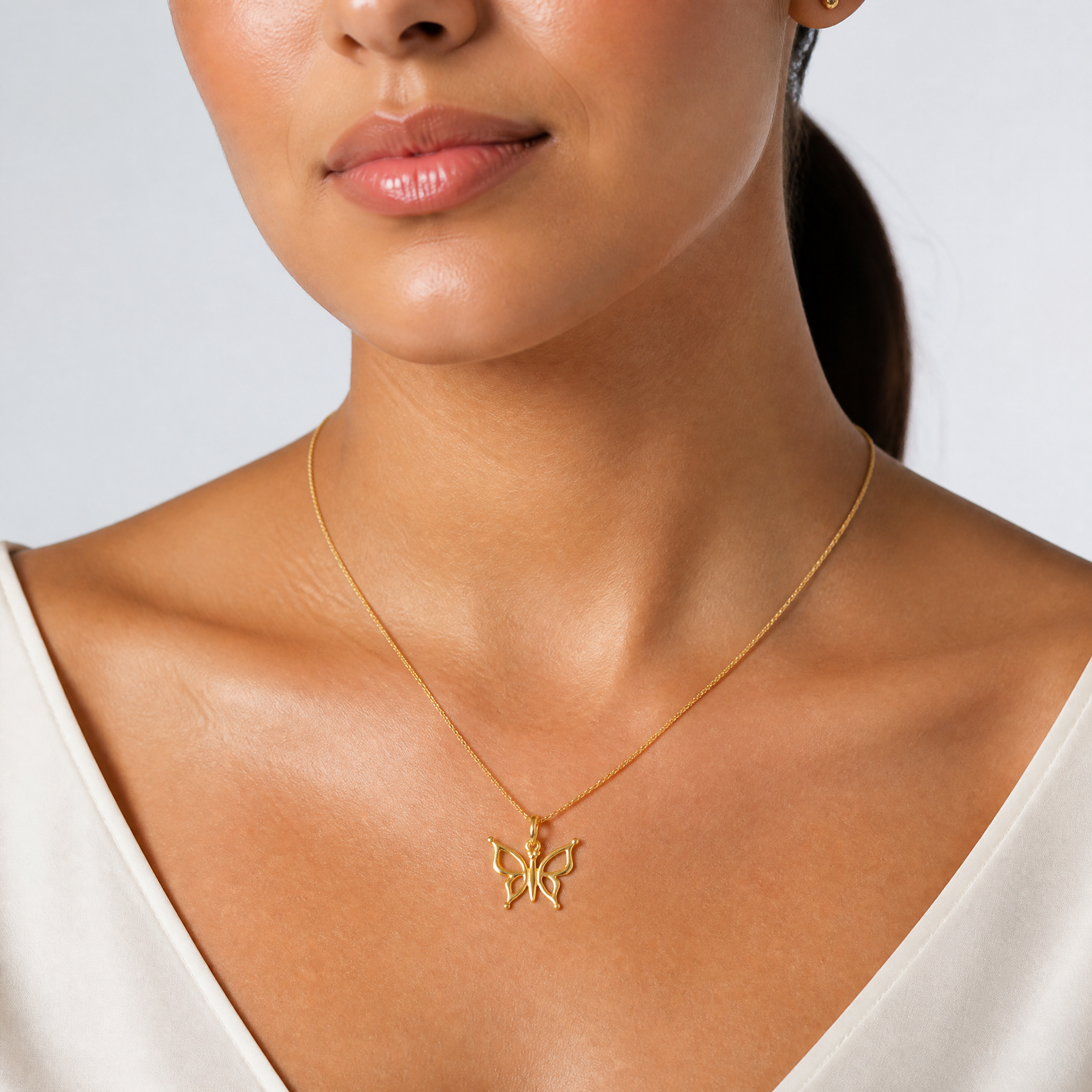 14k Butterfly Charm - Model Shot