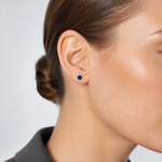 14k White Gold 4mm Sapphire Stud Earrings - Model Shot